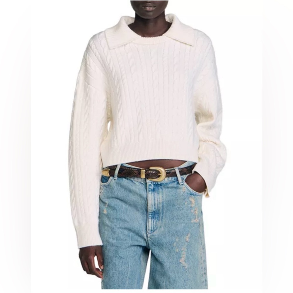 Sandro 100% Wool  Cable Knit Sweater / Size 0